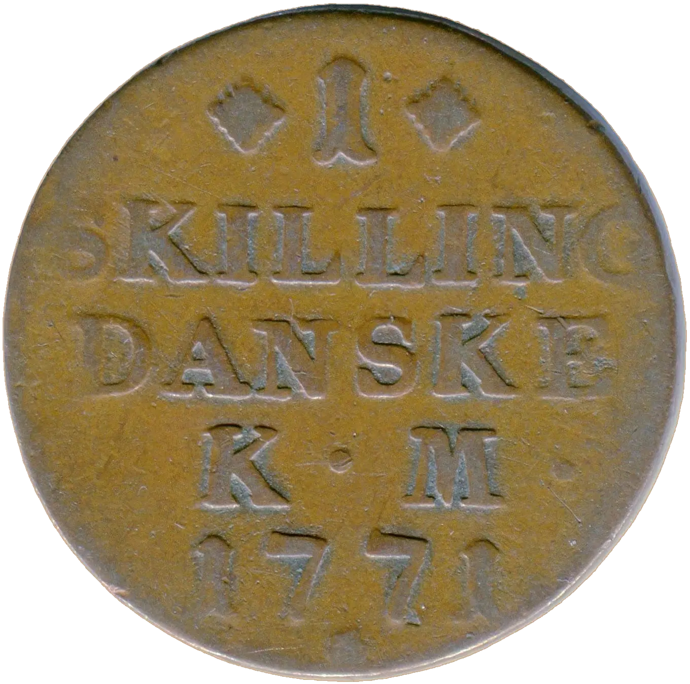 Reverse of 1 skilling 1771, die A116